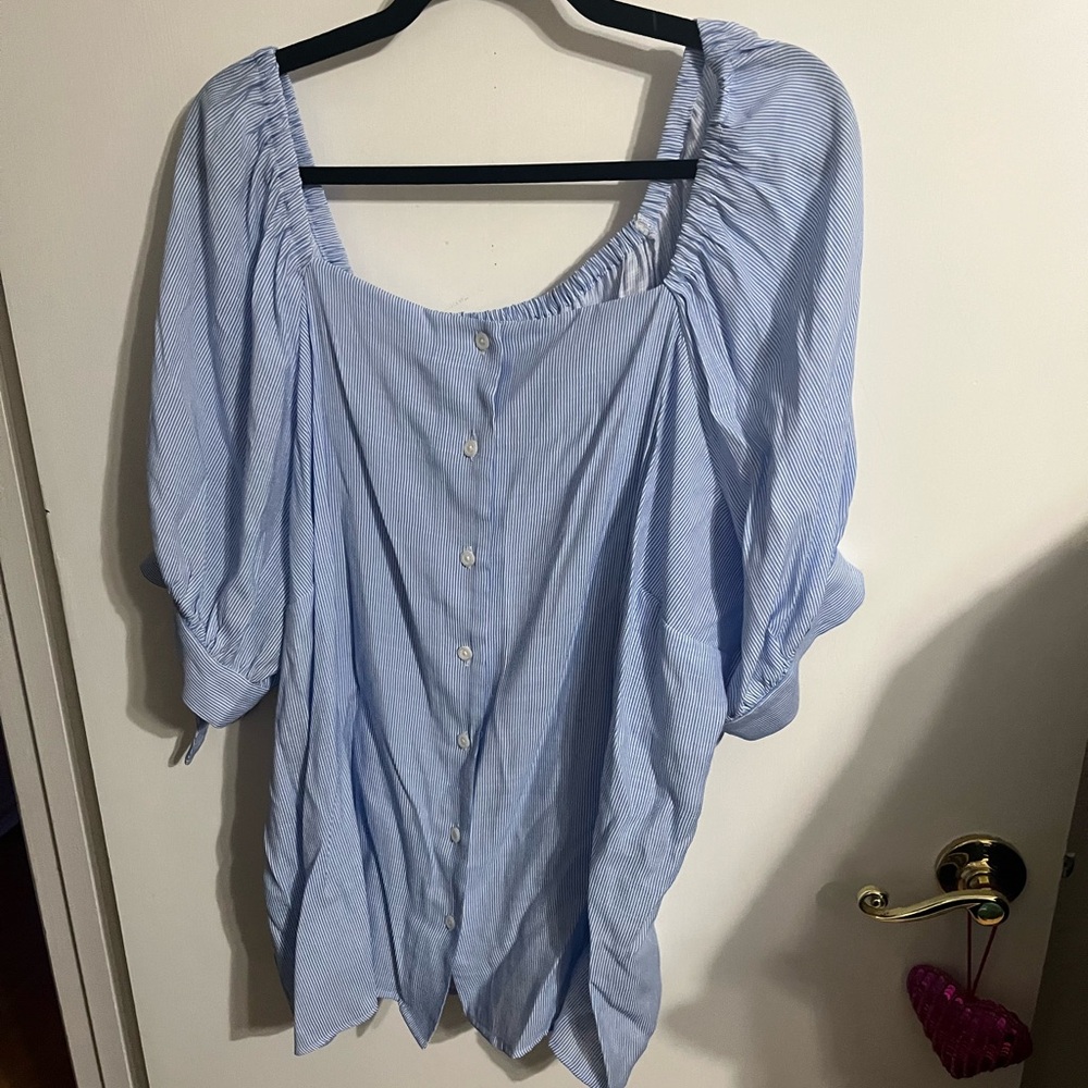 🖤 2X Blue Striped Women's Top